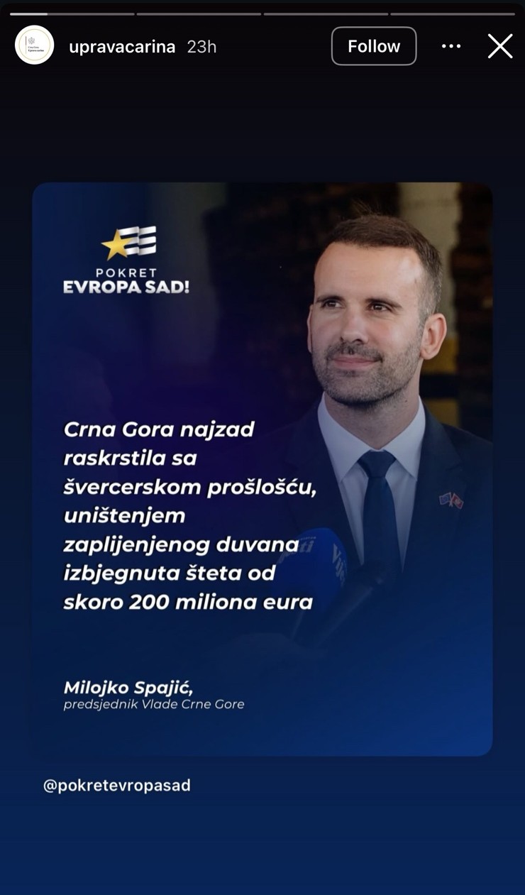 Stori Uprave carina (Foto: Instagram - skrinšot)