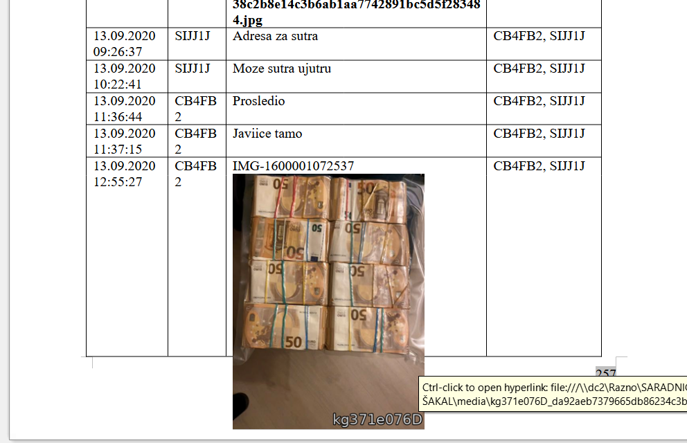 STALNI PRENOS NOVCA: Detalj iz Skaj poruka