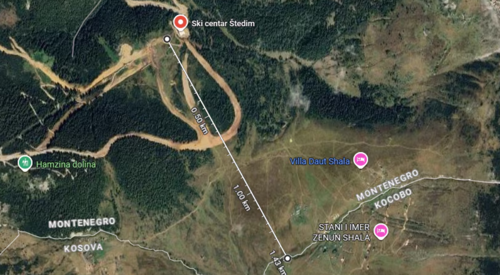 Ski centar Štedim uz granicu Crne Gore i Kosova (Foto: Google maps)