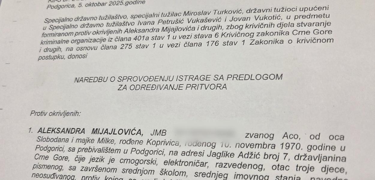 PRAVNI ILI POLITIČKI ČIN: Naslovnica Naredbe o sprovođenju istrage (Foto: Portal ETV)