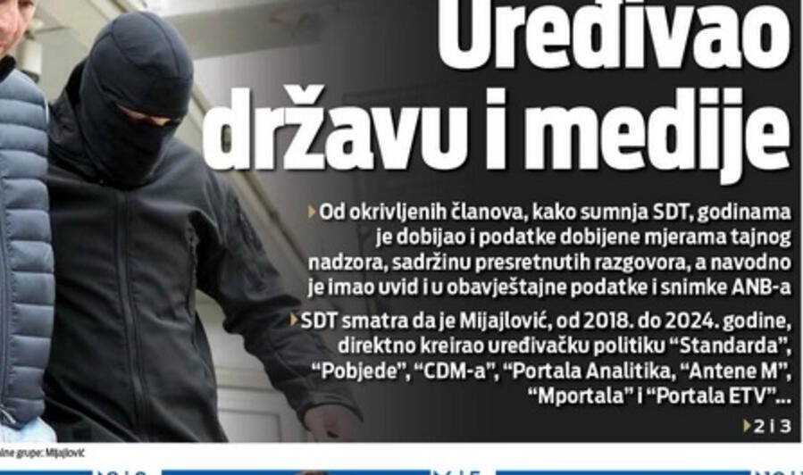 MEDIJ KAO USLUŽNI SERVIS SPECIJALNOG TUŽILAŠTVA: Naslovnica Vijesti 5. oktobra