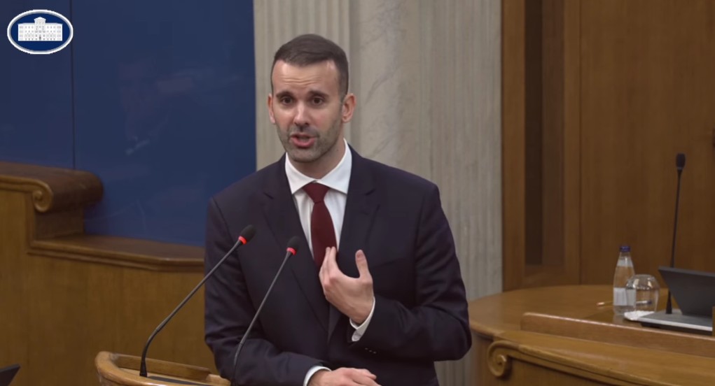 Milojko Spajić, stop kadar (Foto: Skupština Crne Gore/Jutjub)