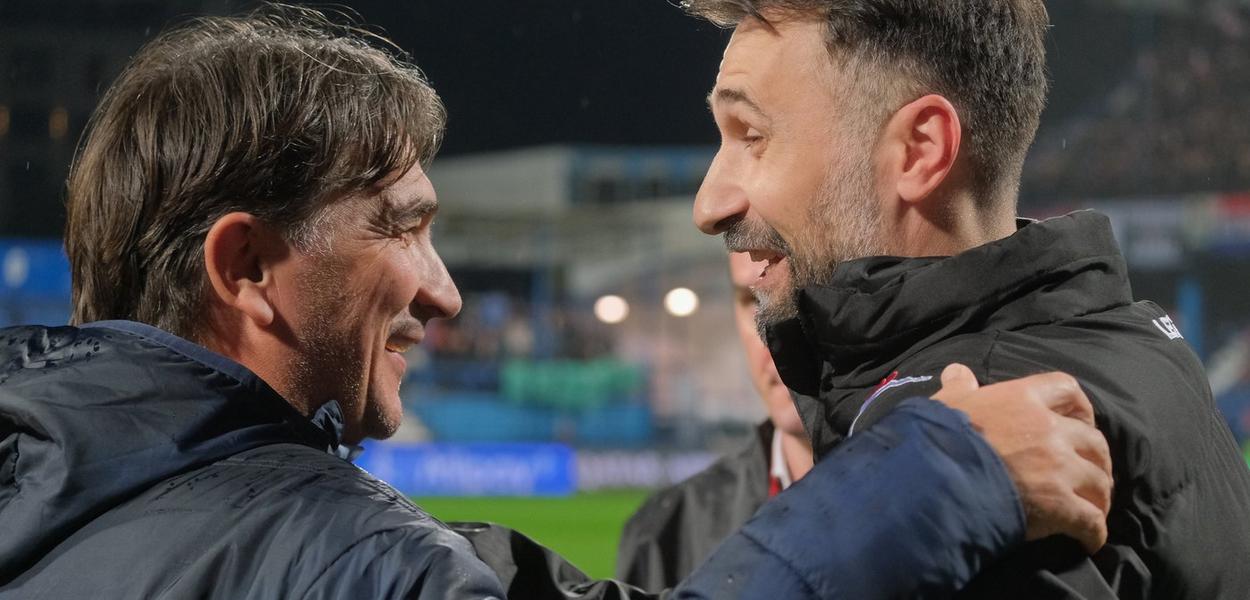 Zlatko Dalić i Mirko Vučinić na utakamici u Podgorici, 17. novembra (Foto: AP Photo/Risto Bozovic)