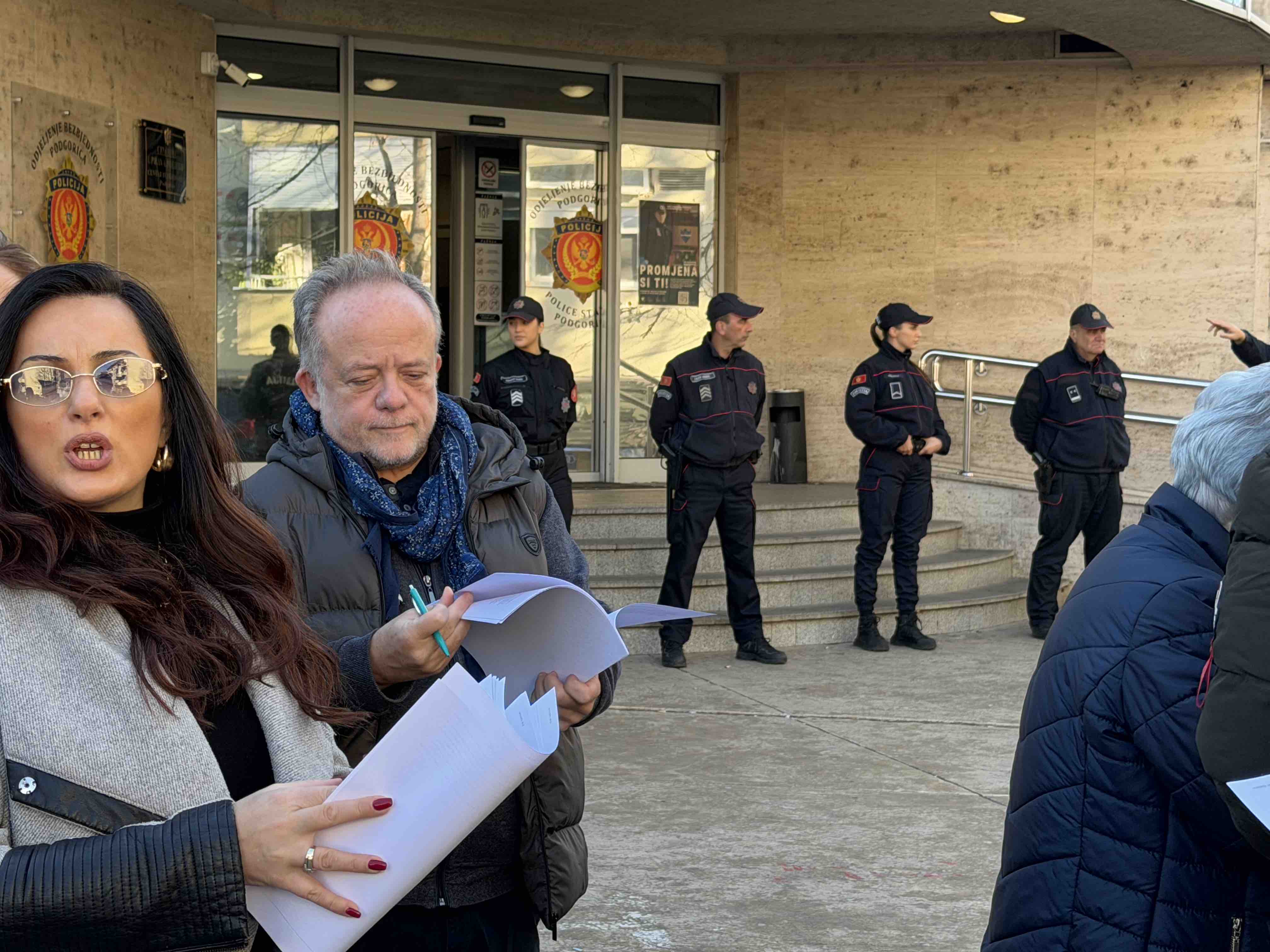 Details from the protest in front of the Police Headquarters in Podgorica