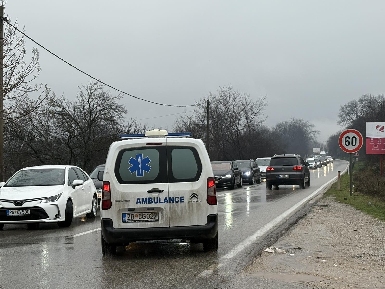 Zatvoren magistralni putni pravac Danilovgrad - Nikšić u mjestu Orja Luka