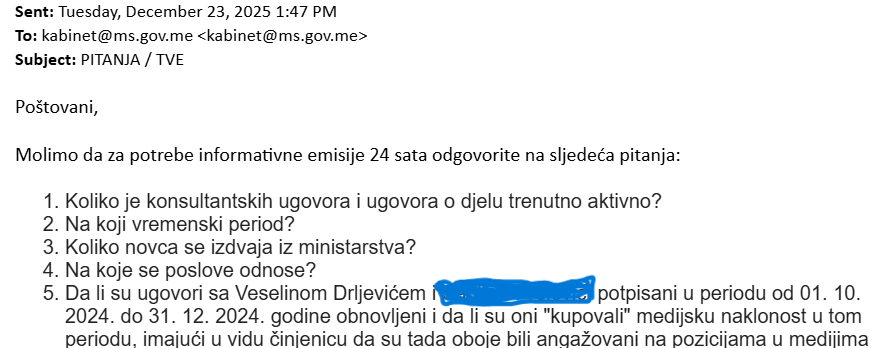 UZALUDNI UPITI: Pitanja Televiziji E upućena Ministarstvu sporta i mladih 