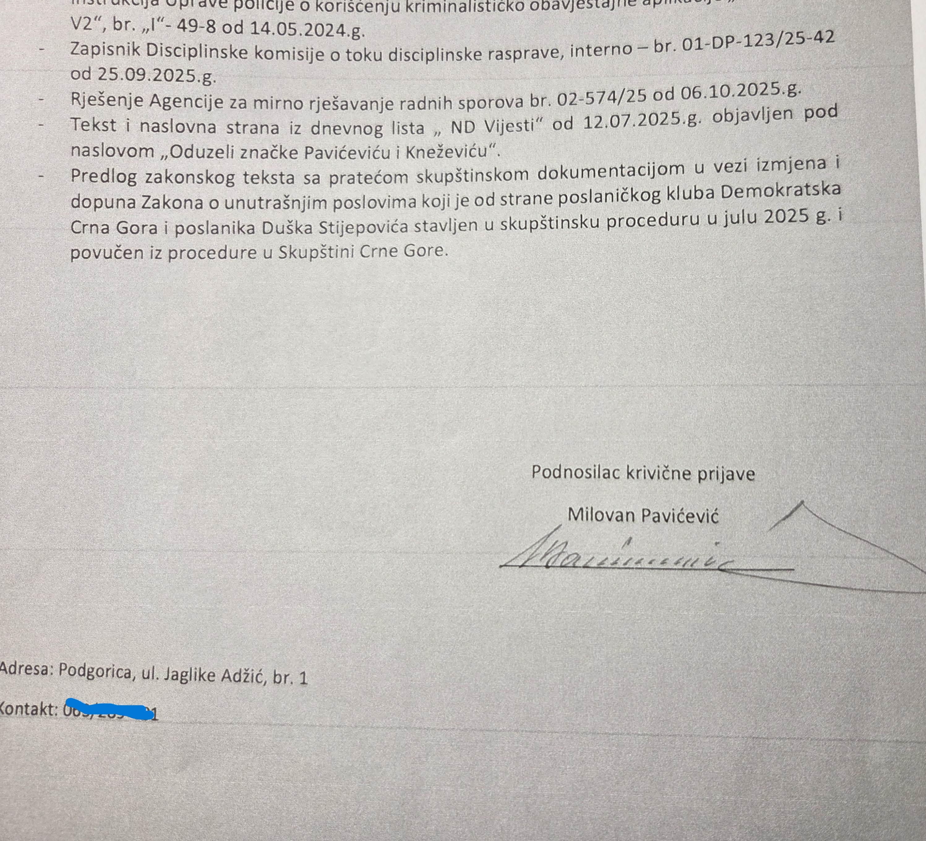 HOĆE LI REAGOVATI SDT: Krivična prijava Pavićevića