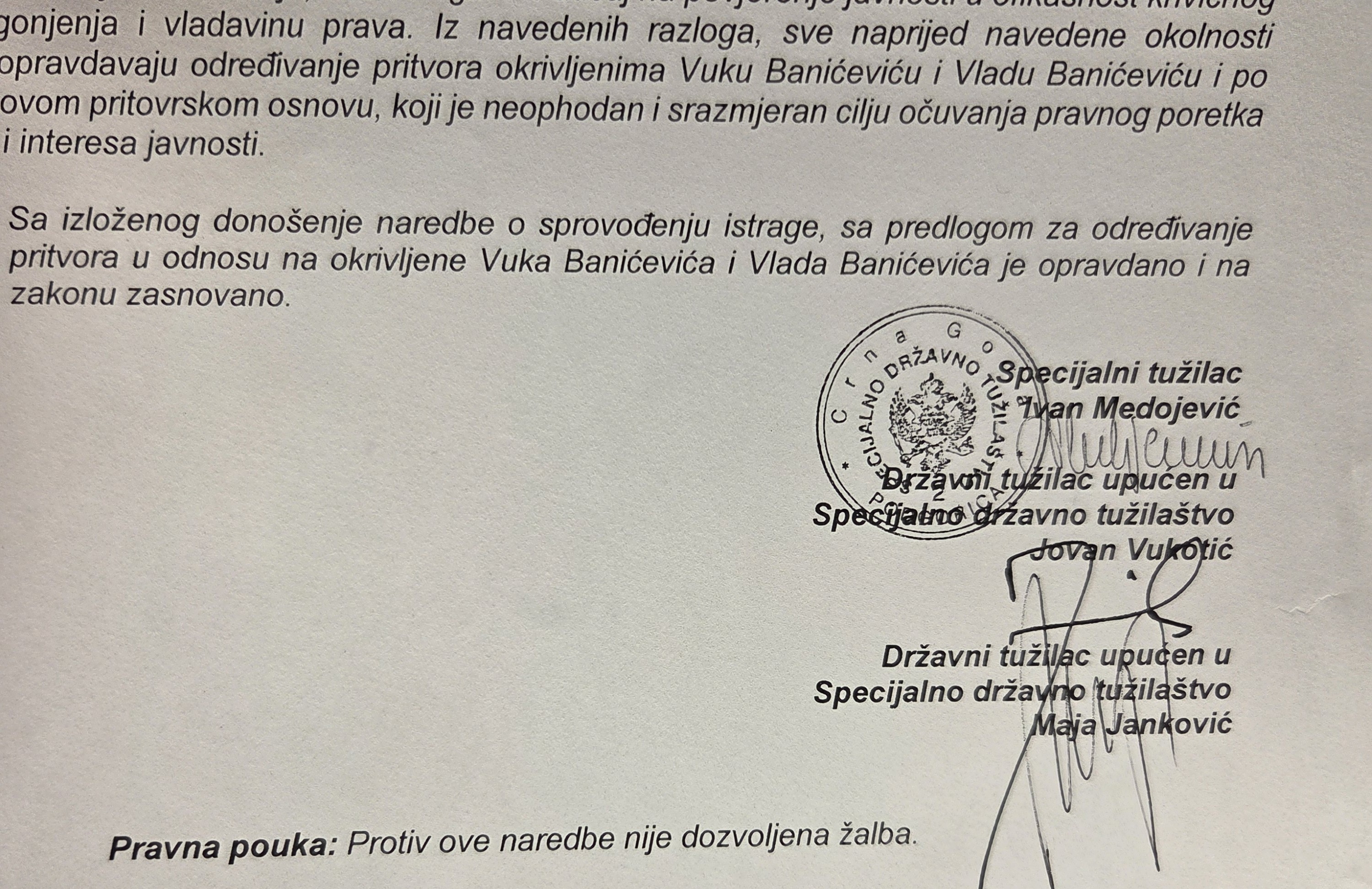 STOJE IZA OPTUŽNICE: Trojac specijalnih tužilaca - Medojević, Vukotić i Janković