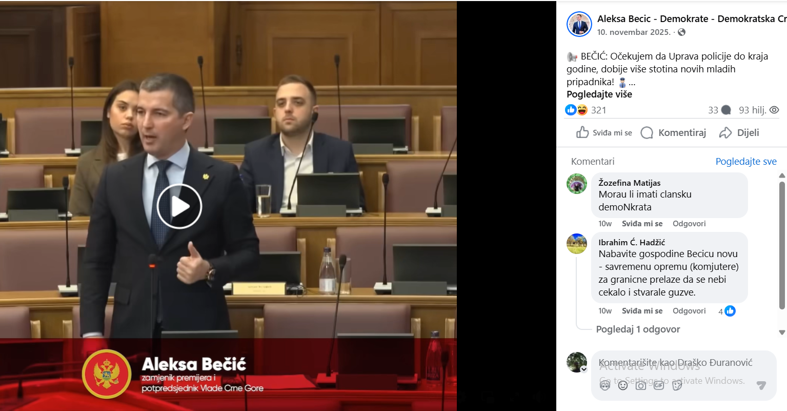 GRAND PROMISES ABOUT BEAT OFFICERS: Aleksa Bečić, Deputy Prime Minister