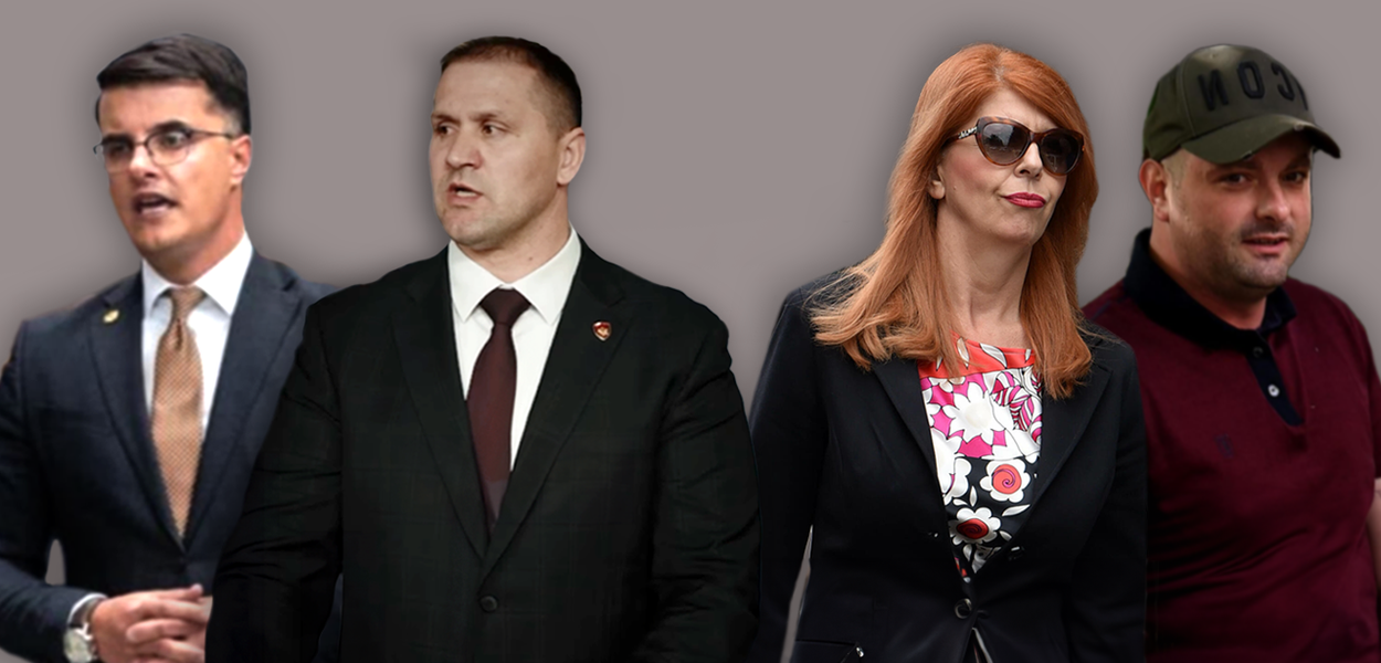 NEUSPJEŠNI ŽANDARMI I ,,USPJEŠNI" BJEGUNCI: Šaranović, Šćepanović, Mitrović, Medenic (Foto: Ilustracija: Teuta METĐONAJ )