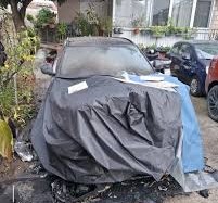 SECOND VEHICLE BURNING: The „Range Rover“ driven by Mijajlo Backović