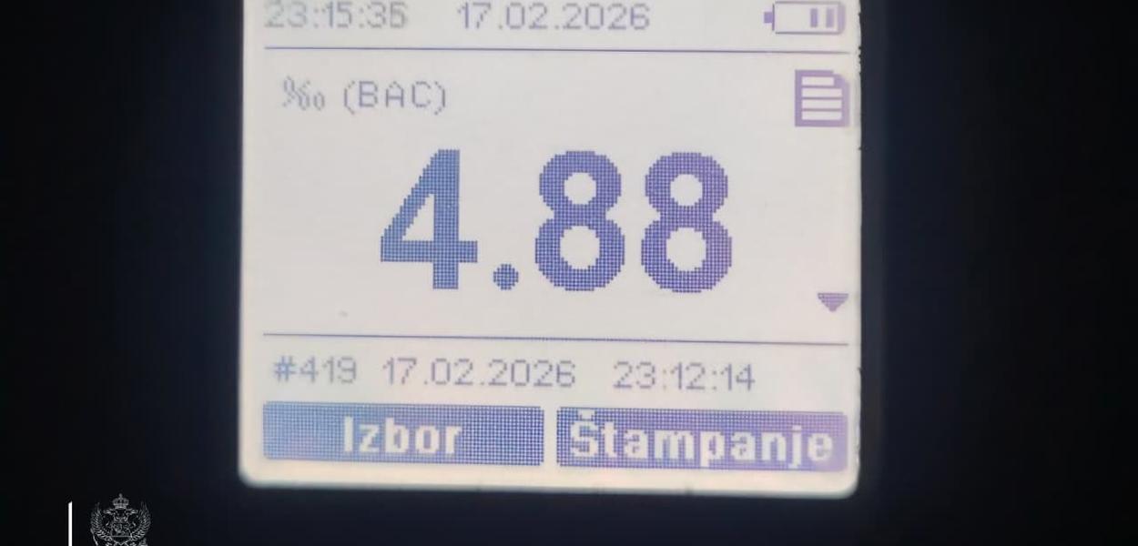 Alkotest utvrdio veliko prisustvo alkohola u organizmu (Foto: Uprava policije - X)