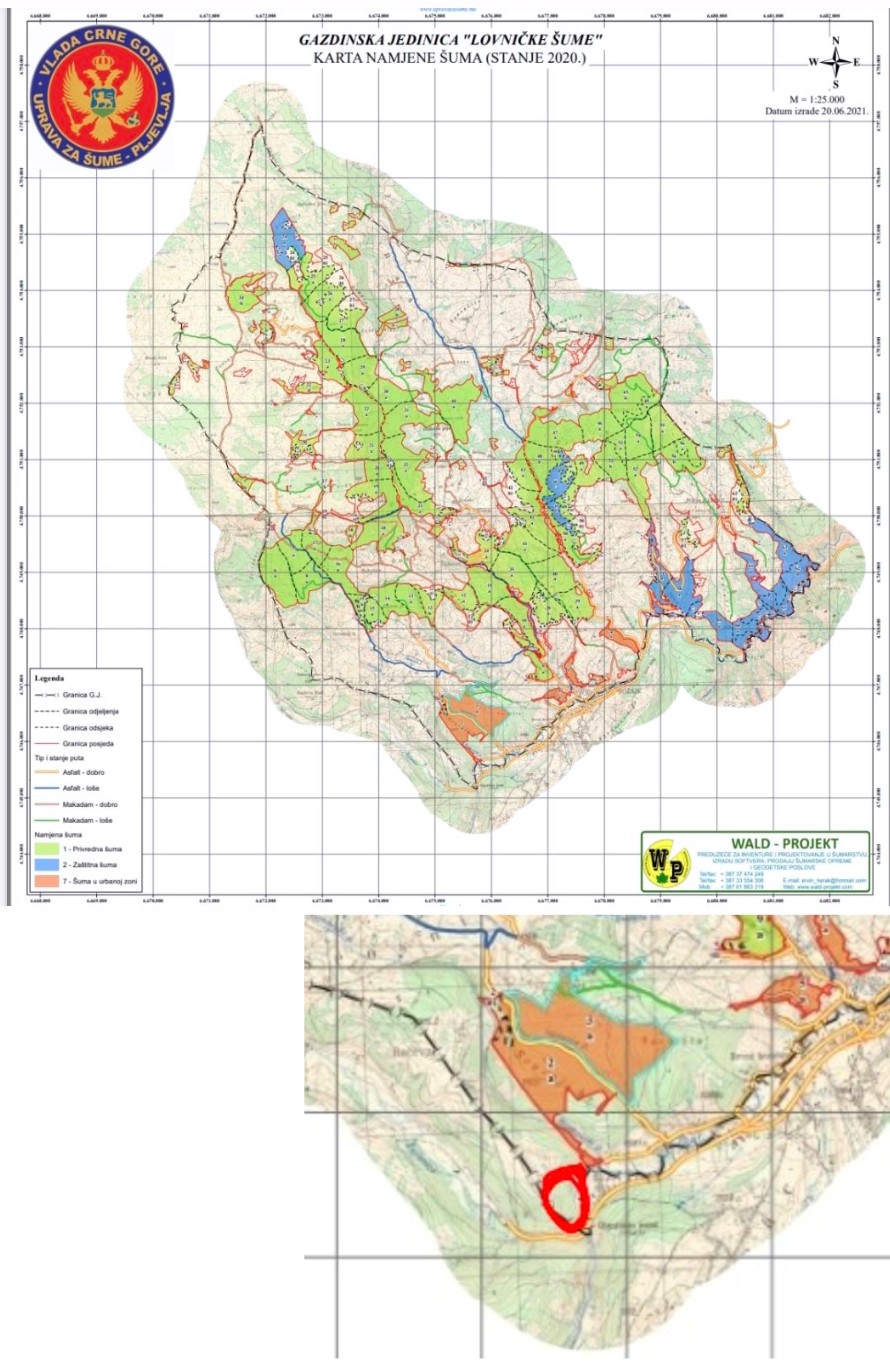 Odjeljenje br. 1 u Lovničkim šumama na novoj karti ne postoji