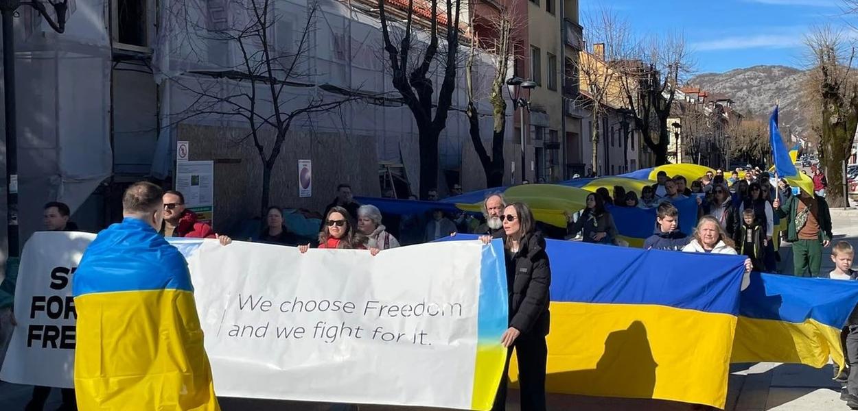 Sa obilježavanja godišnjice ruske agresije na Ukrajinu na Cetinju (Foto: Antena M/Anđela Milović)