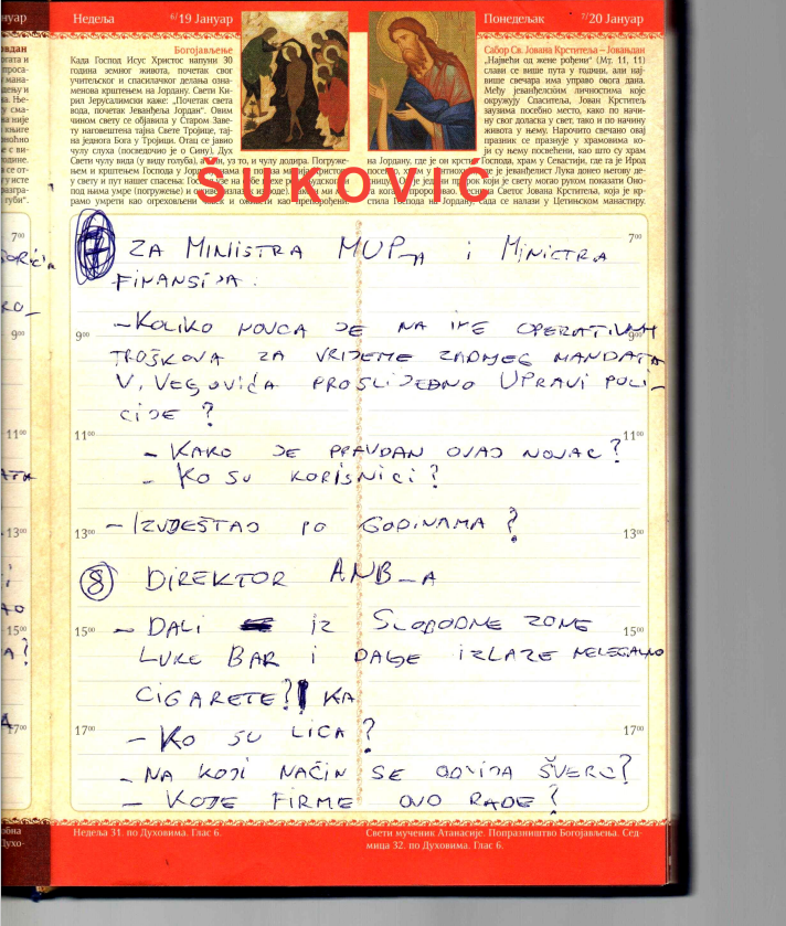 DOKAZ INVOLVIRANOSTI ŠUKOVIĆA: ,,Plava sveska"