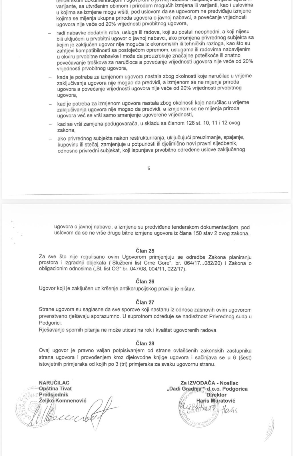 Dokument na koji je Komnenović stavio potpis