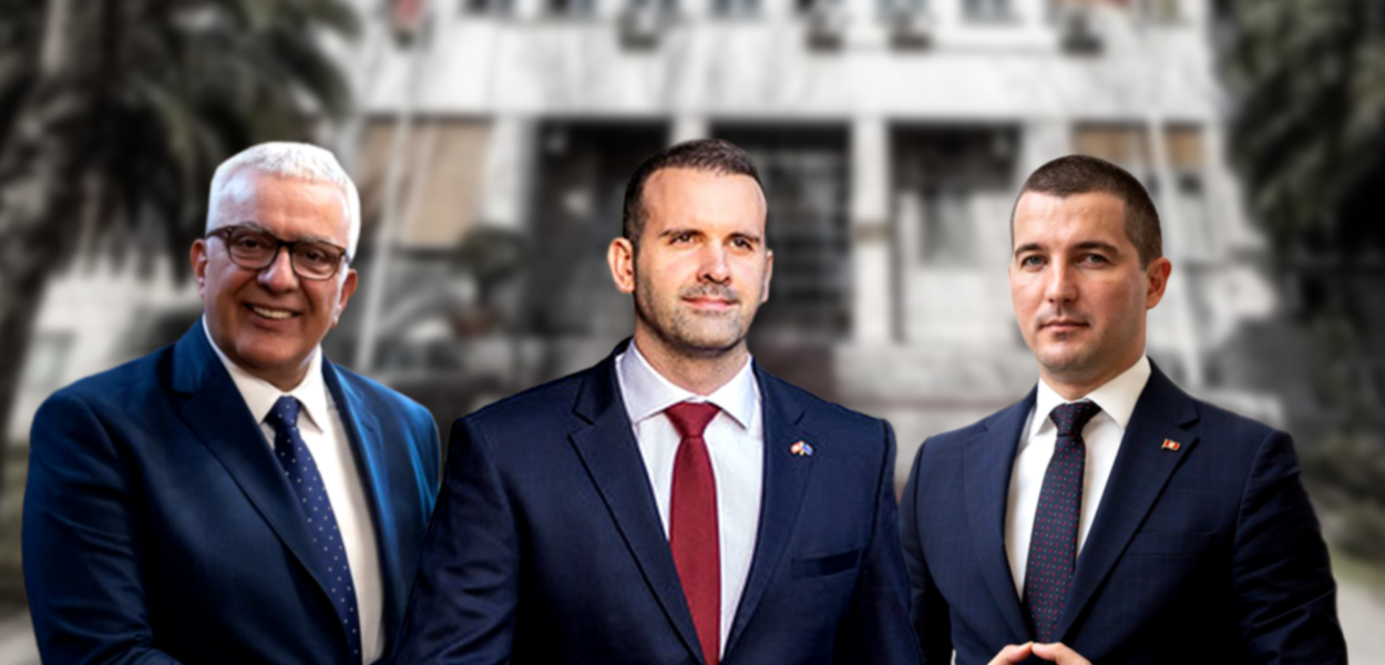 PODJELA KOLAČA VLASTI: Mandić, Spajić i Bečić (Foto: Ilustracija: Teuta METĐONAJ )