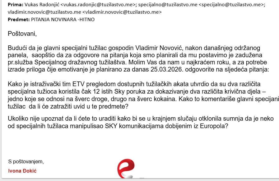 BEZ REAKCIJE SDT-A: Pitanja novinarke ETV 