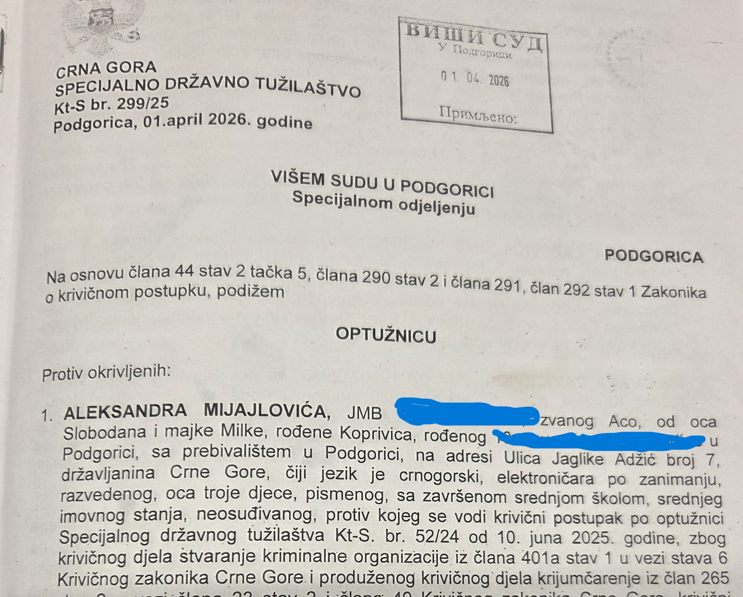 ČUDNE KONSTRUKCIJE: Naslovnica optužnice