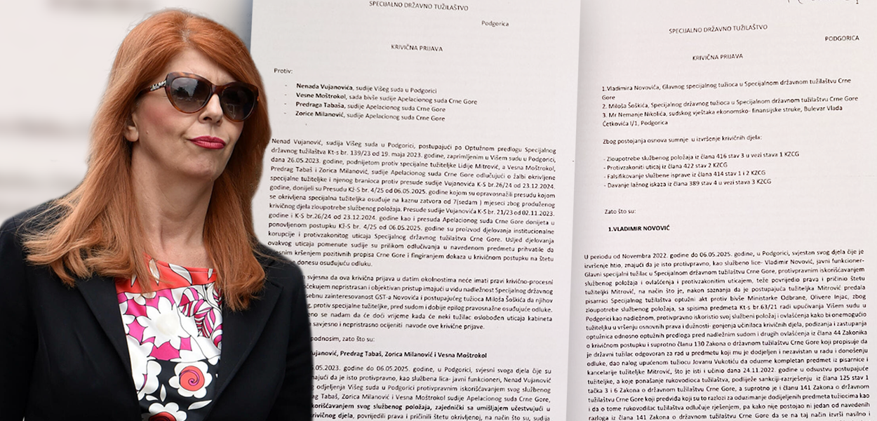 TEŠKE OPTUŽBE BIVŠE SPECIJALNE TUŽITELJKE: Lidija Mitrović i dvije krivične priijave (Foto: Ilustracija: Teuta METĐONAJ)