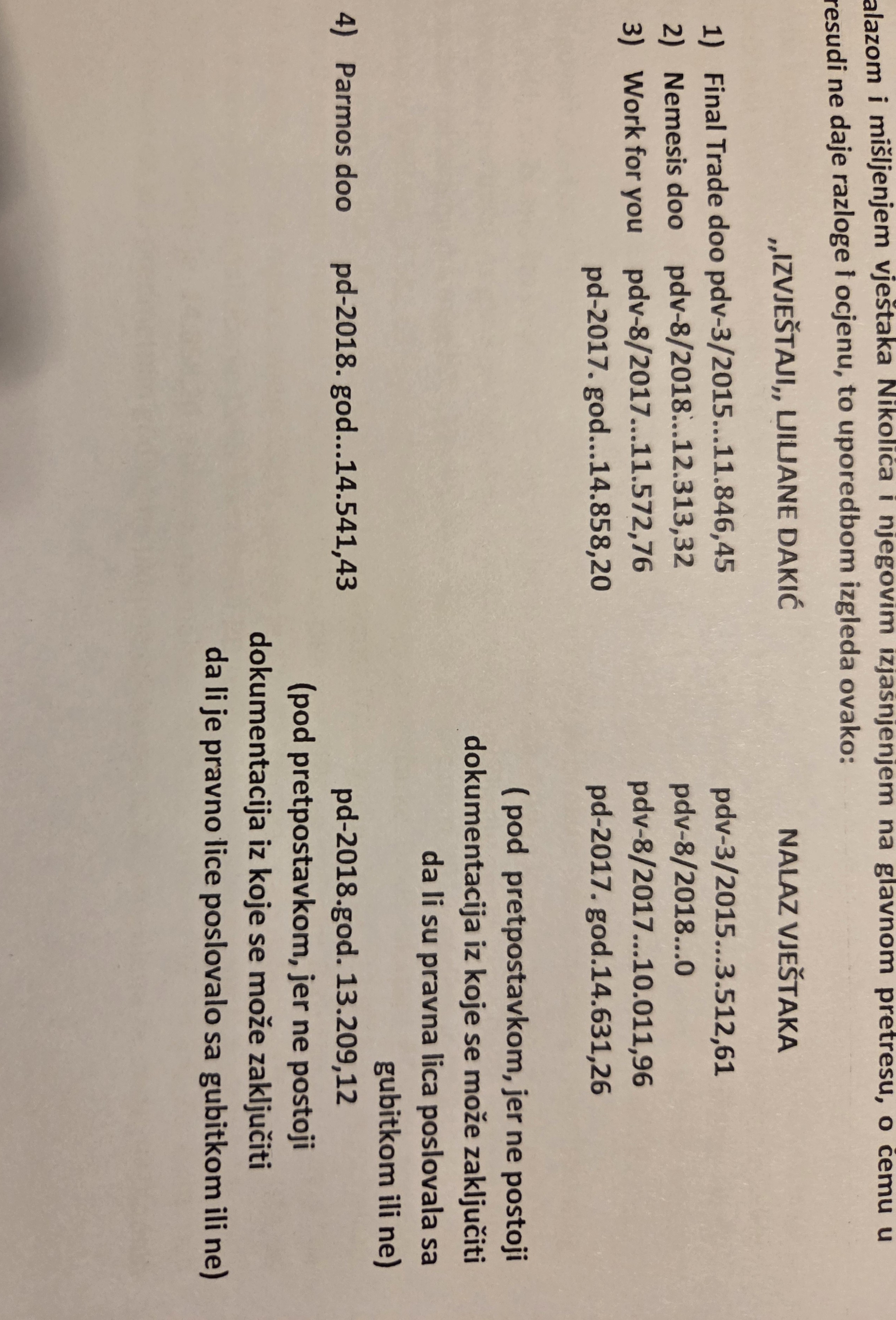 DOKAZI O NAMJEŠTENIM FINANSIJSKIM POKAZATELJIMA: Detalj iz krivične prijave