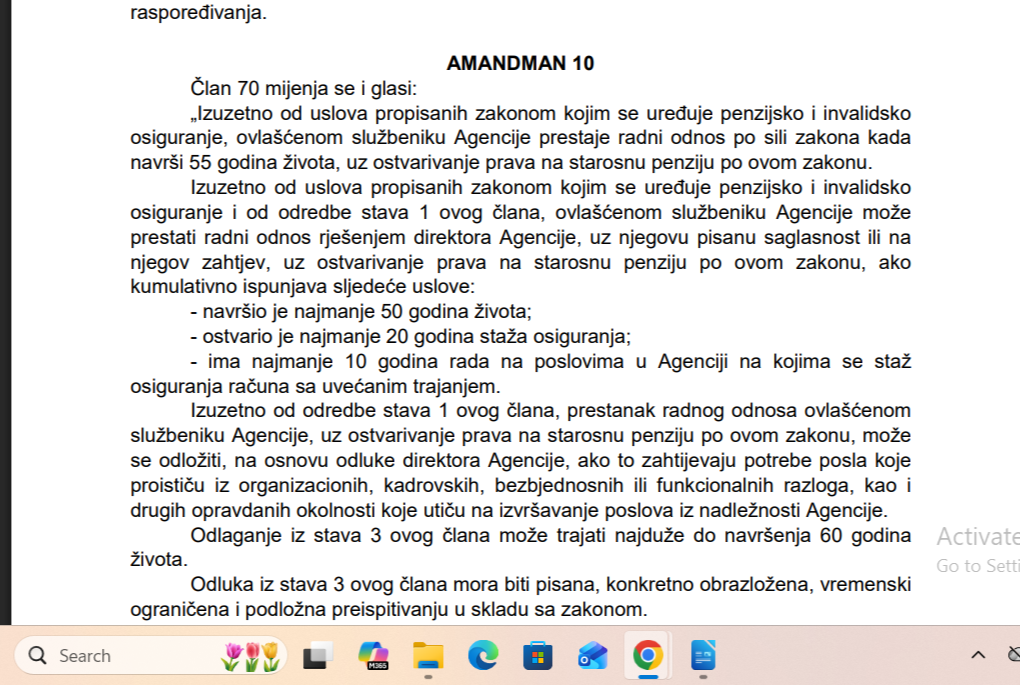 AMANDMAN KOJI JE,,OBRISAN": Dio predloženih izmjena Zakona o Agenciji za nacionalnu bezbjednost