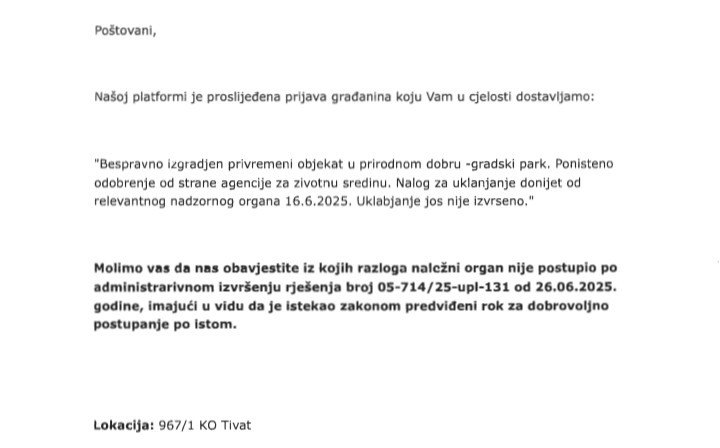 Čuvaj.me upit svlačionice Tivat