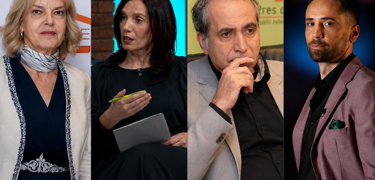 PROTEST: Snežana Rakonjac, Kaćuša Krsmanović, Draško Đuranović i Žarko Krivokapić (Foto: Portal ETV)