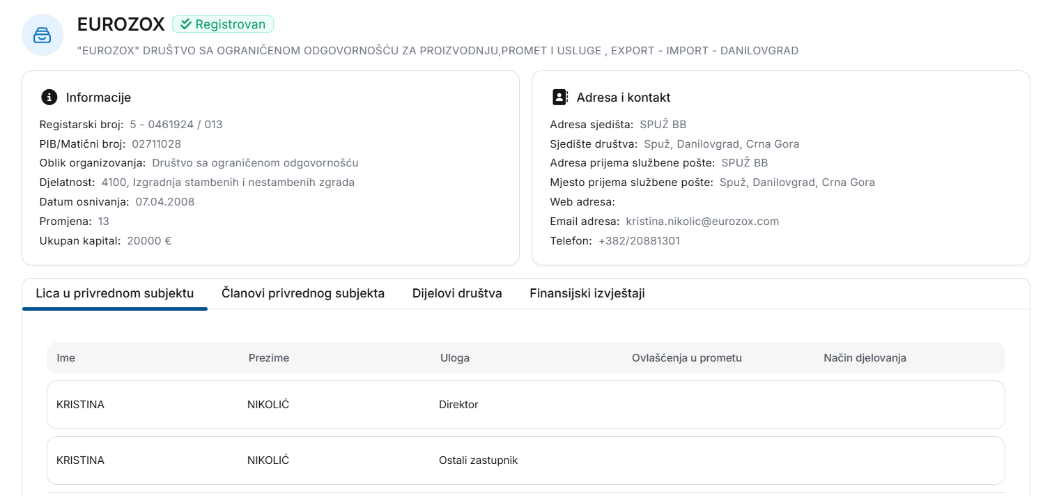 Portal Poreske uprave Crne Gore (IRMS)