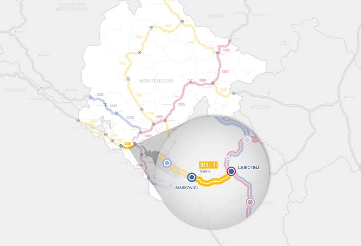 Mapa obilaznice oko Budve (Foto:  Monteput)
