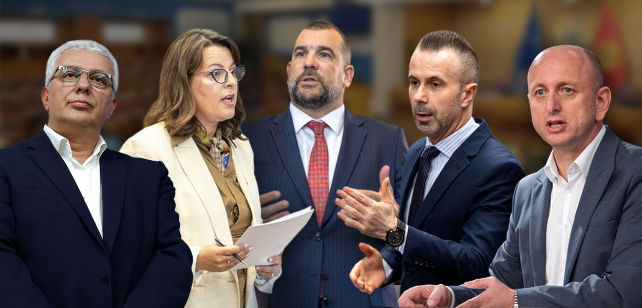 MOŽE LI SE SANKCIONISATI LAŽ: Mandić, Vujović, Krapović, Bogdanović, Knežević (Foto: Ilustracija: Teuta METĐONAJ )