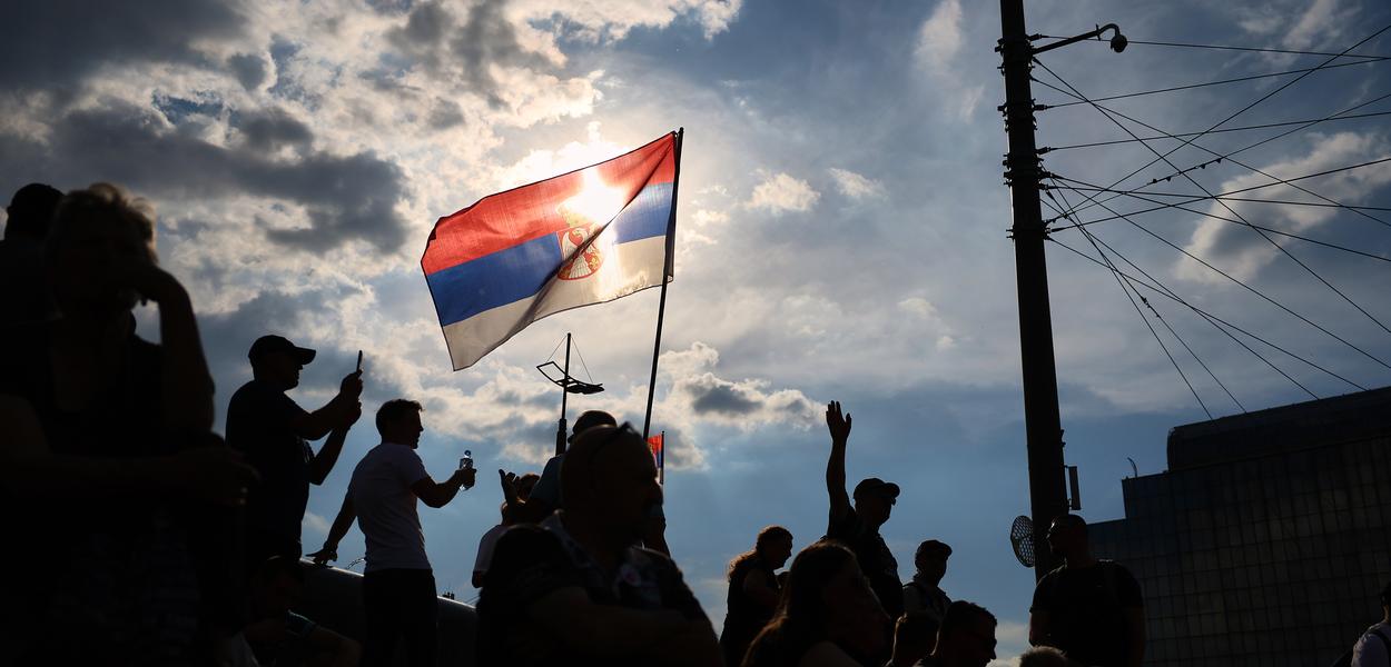 Sa protesta protiv vlasti Aleksandra Vučića, 23. maj 2026. (Foto: AP/Armin Durgut)