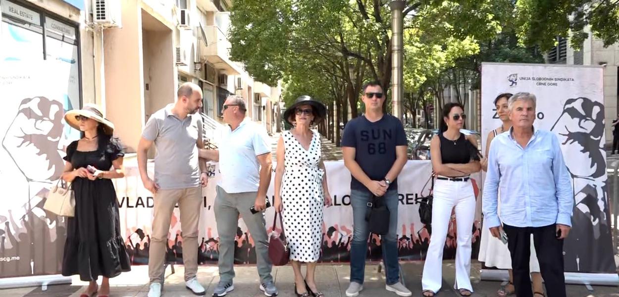 Sa protesta Unije slobodnih sindikaata (Foto: Mediabiro)