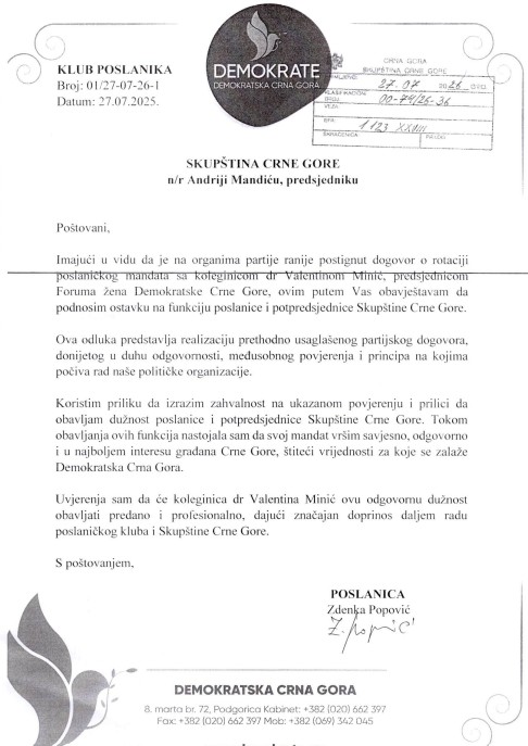 Ostavka Zdenke Popović