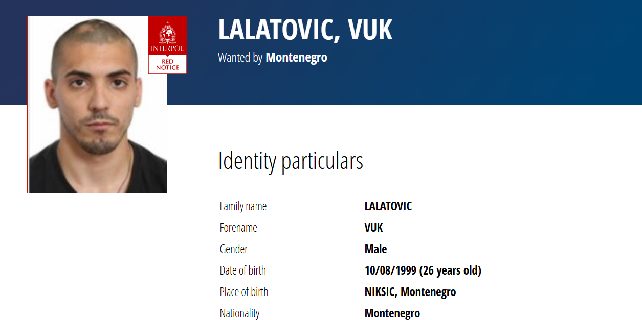Vuk Lalatović potjernica