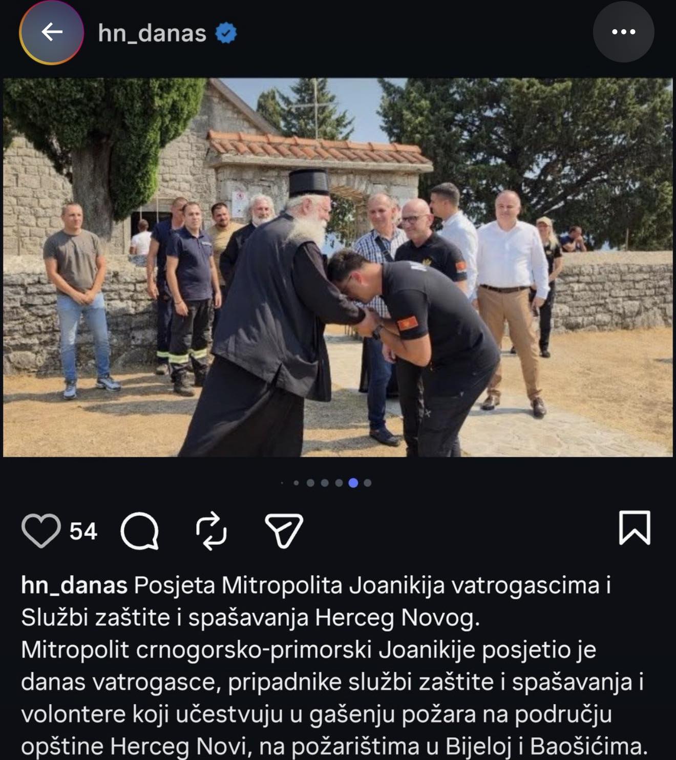 Objava na instagram stranici hn_danas