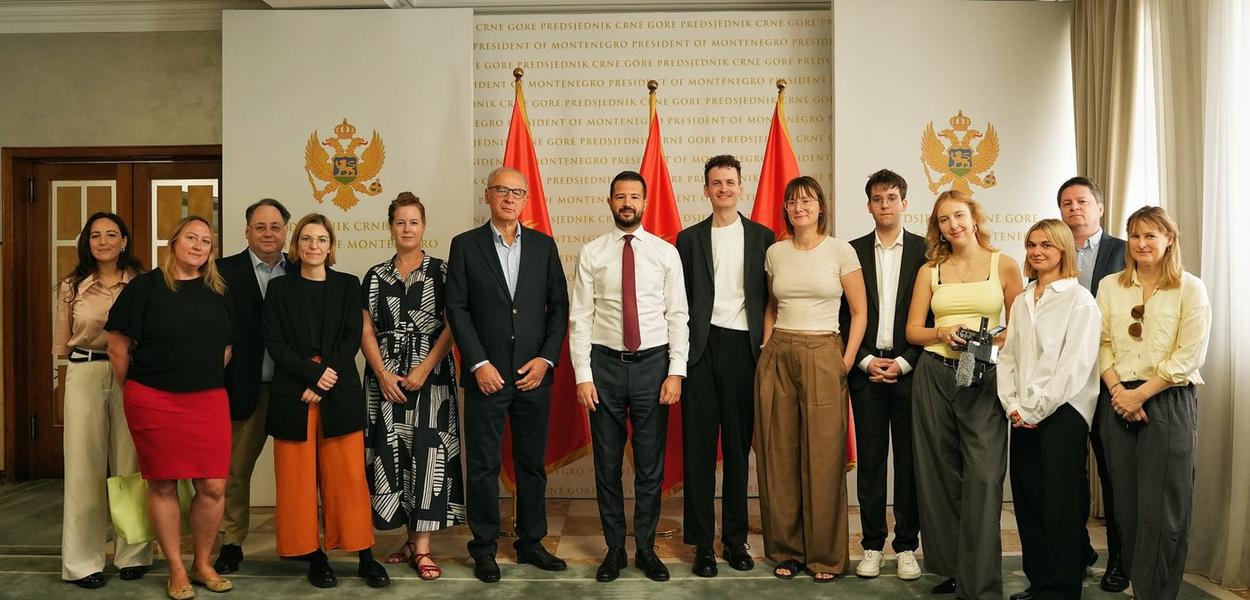 Milatović sa predstavnicima njemačkih medija i Međunarodnog novinarskog programa (Foto: Jakov Milatović/X)