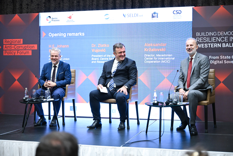 Regionalni forum o antikorupcijskoj politici „Izgradnja demokratske otpornosti na Zapadnom Balkanu: Od zarobljavanja države do digitalnog suvereniteta“ Centra za monitoring i istraživanje (Foto: PR Centar/Dušan Milić)