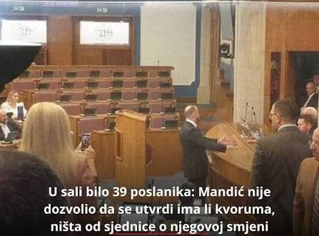 KAD SKUPŠTINA NIJE NARODNI DOM: Detalj iz parlamenta 24. septembra (Foto: Screenshot Portal ETV )