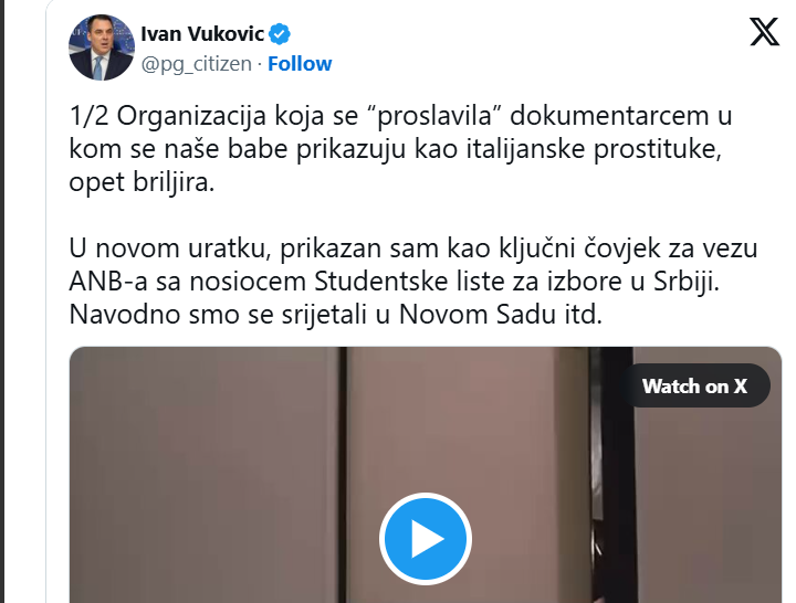 NA UDARU VUČIĆEVE EKIPE: Objava Ivana Vukovića na društvenoj mreži X