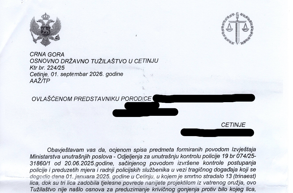 TEŠKE OCJENE O SISTEMU BEZBJEDNOSTI: Dokument ODT Cetinje