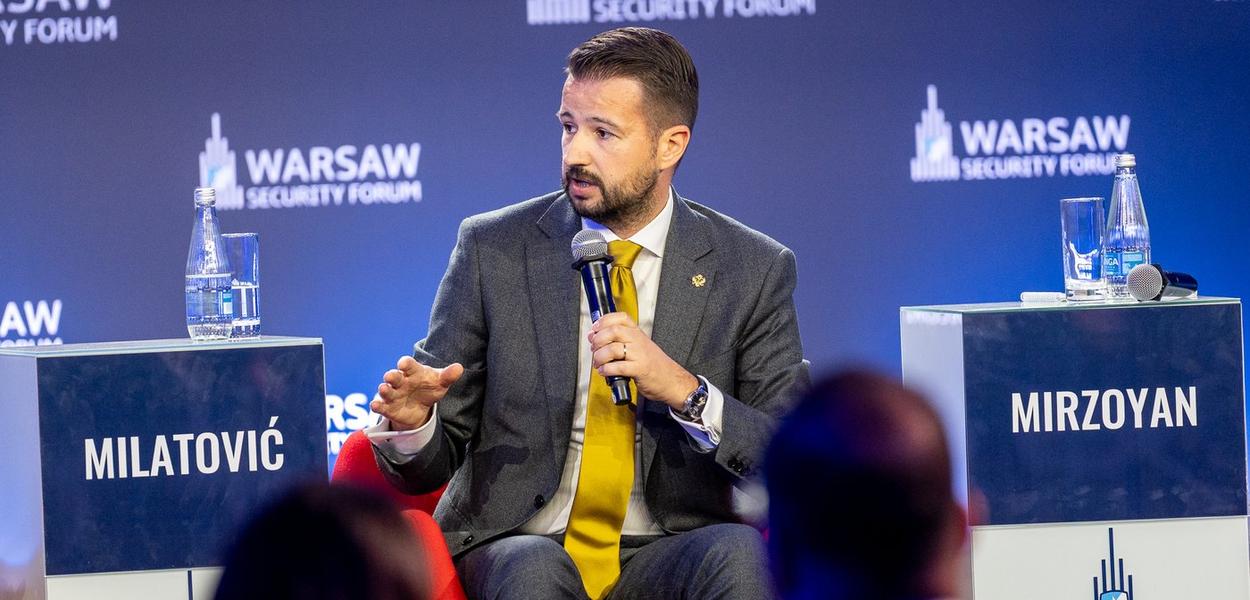 Jakov Milatović Varšavskom bezbjednosnom forumu (Foto: Kabinet predsjednika Crne Gore)