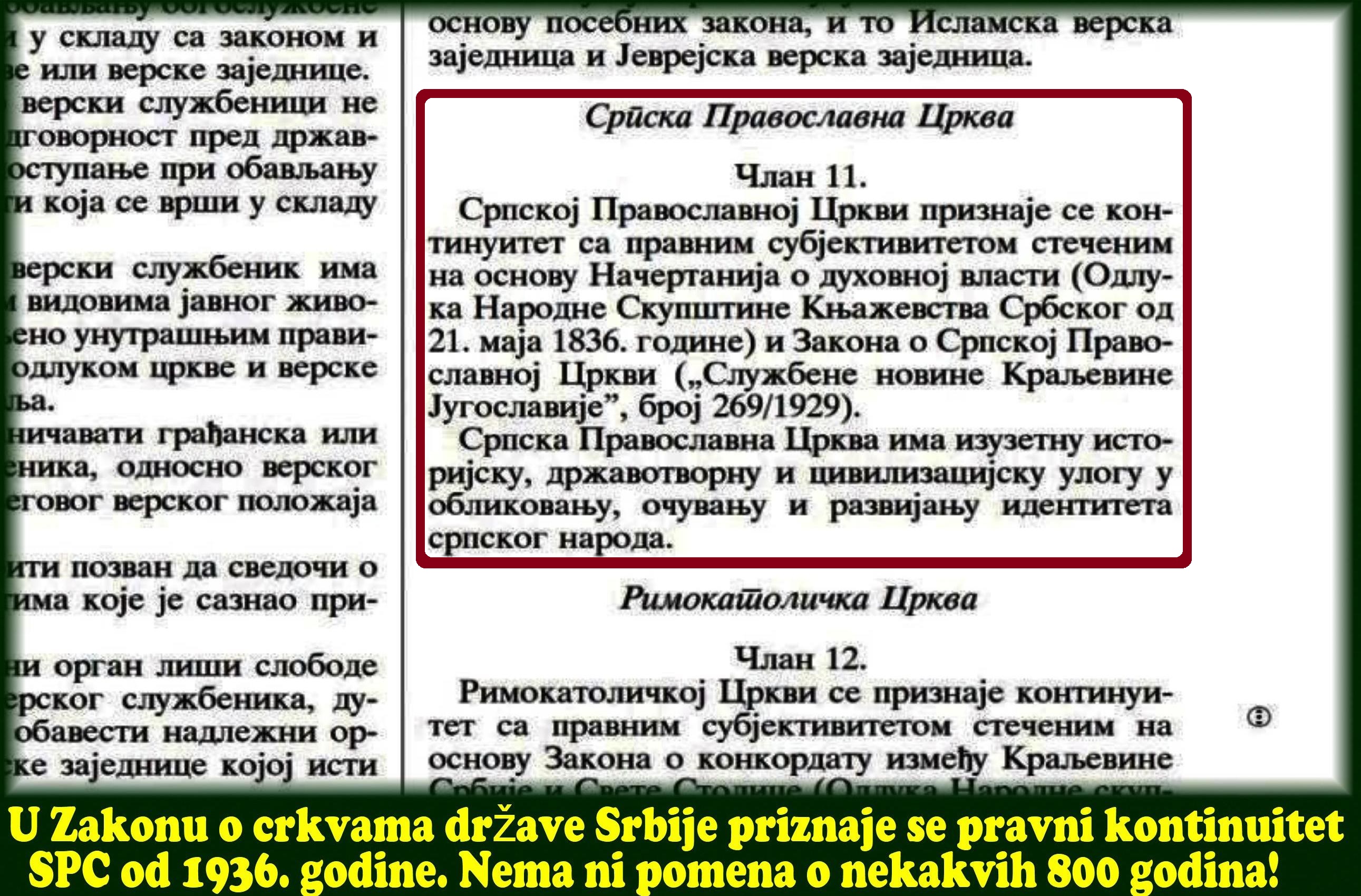 Zakona o crkvama Srbije